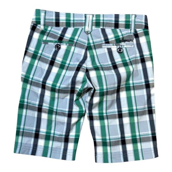 Element Plaid Bermuda Skateboarding Shorts Y2K 90’s Grunge Size 1 Blue Green - Picture 2 of 5